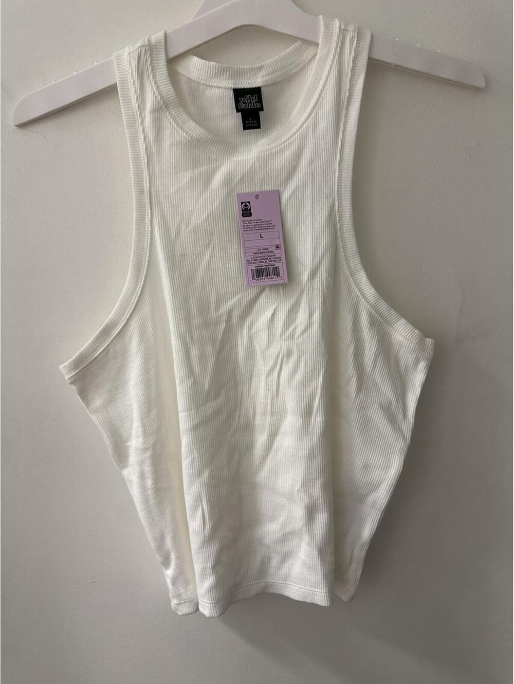 Wild Fable Ribbed Racerback Tank Top White Size L